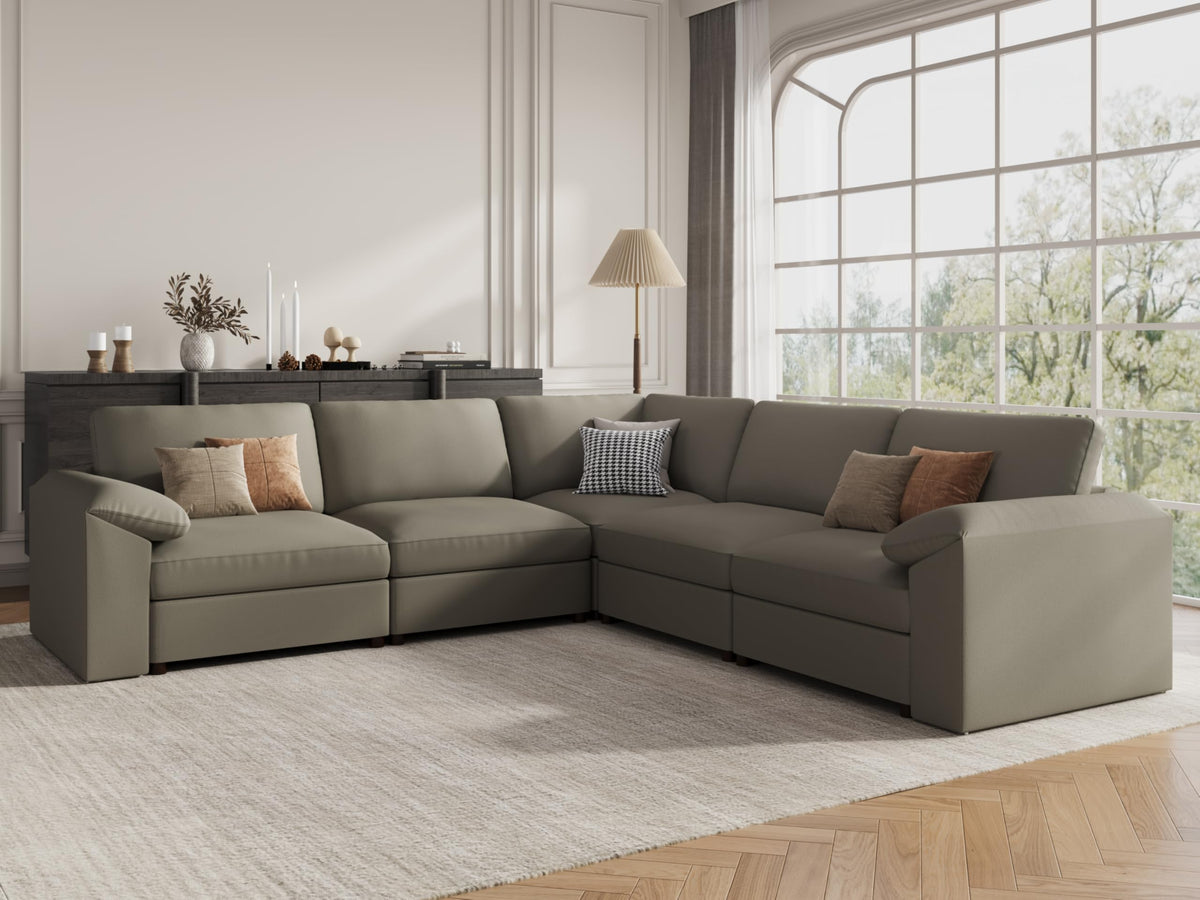 Faux Leather Modular Sectional Sofa for Large Spaces