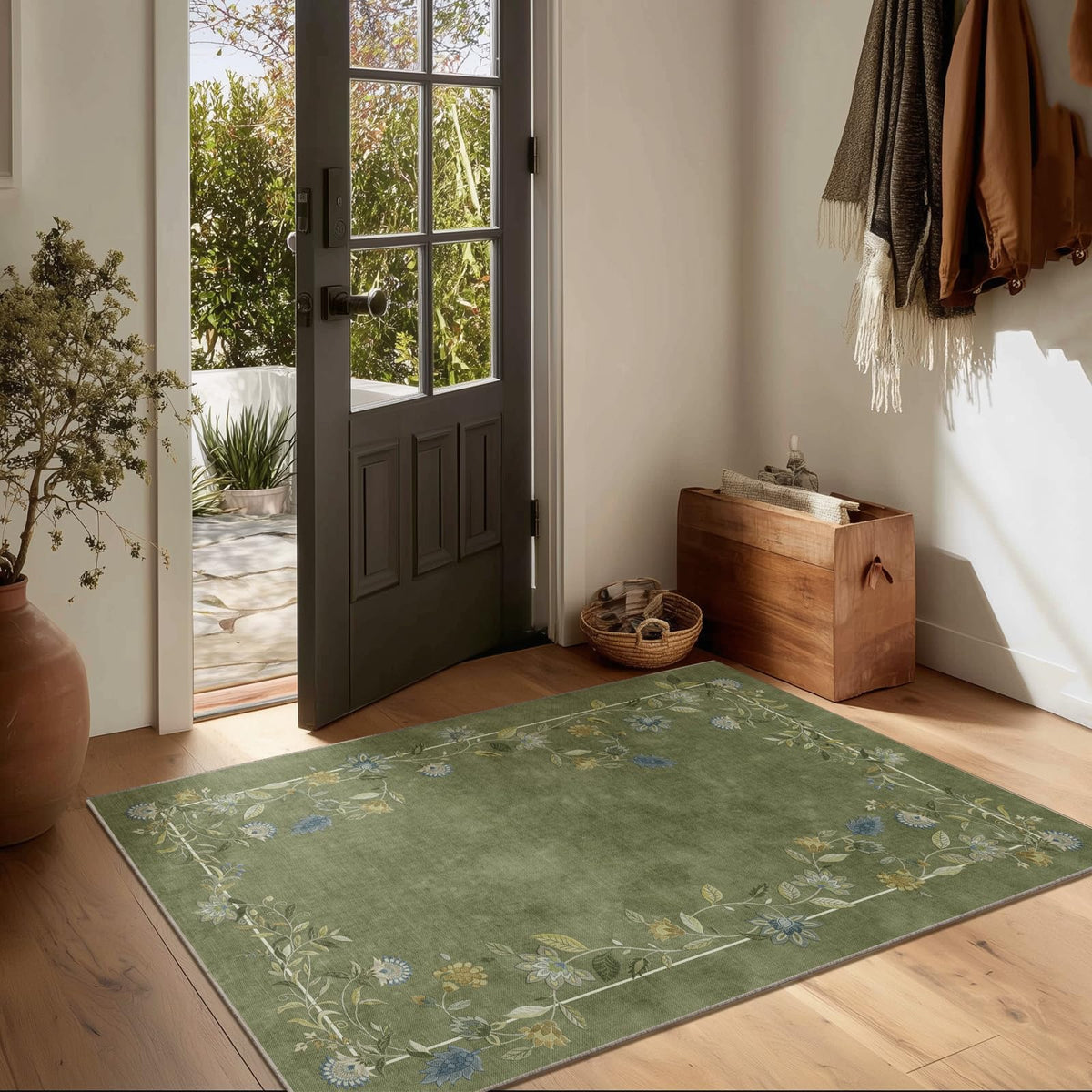Washable Vintage Runner Rug with Non-Slip Backing