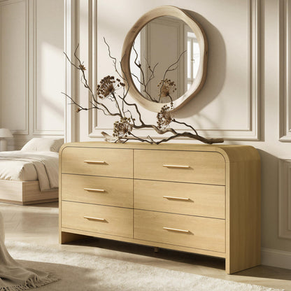 Curved 63-Inch Modern Dresser with Spacious Storage