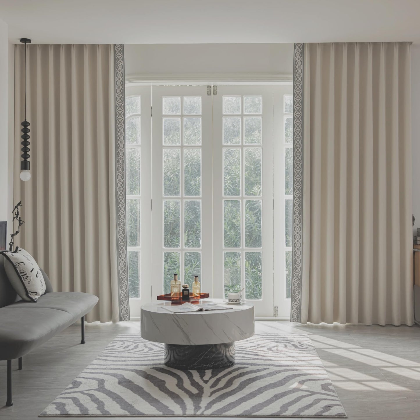 Embroidered Blackout Curtains with Pinch Pleats