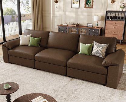 Faux Leather Modular Sectional Sofa for Large Spaces