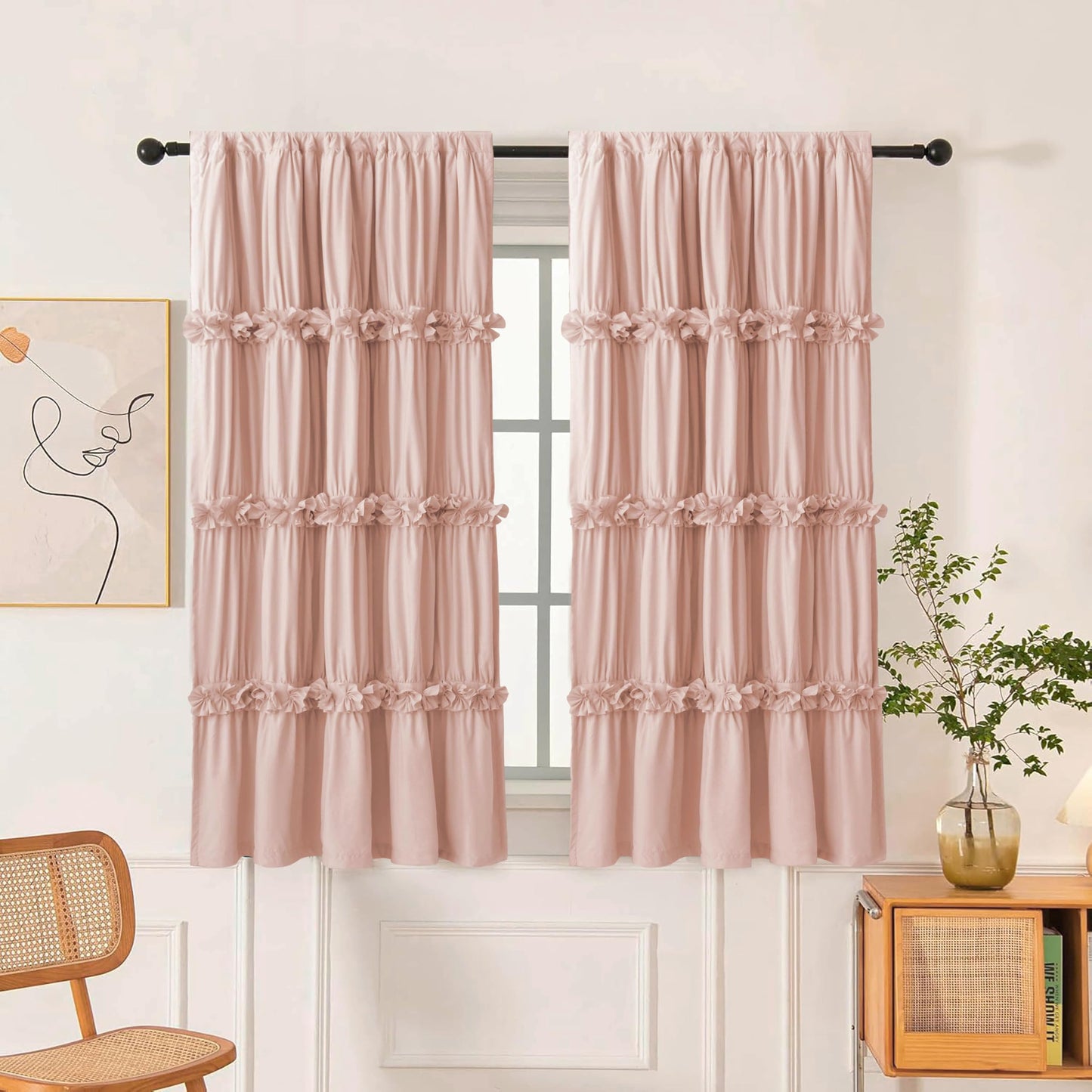 Thermal Blackout Curtains with Handmade Bow Ties