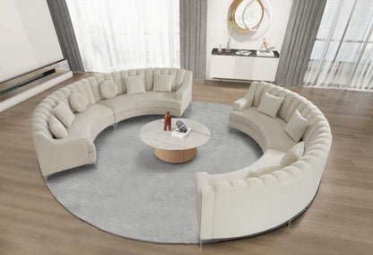 Curved Velvet Modular Sectional Sofa with Deep Seat
