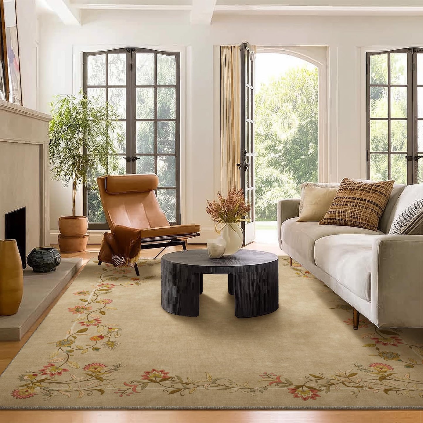 Washable Vintage Runner Rug with Non-Slip Backing