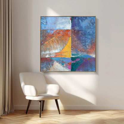 Oversized Blue & White Canvas Wall Art Painting