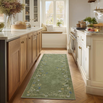 Washable Vintage Runner Rug with Non-Slip Backing