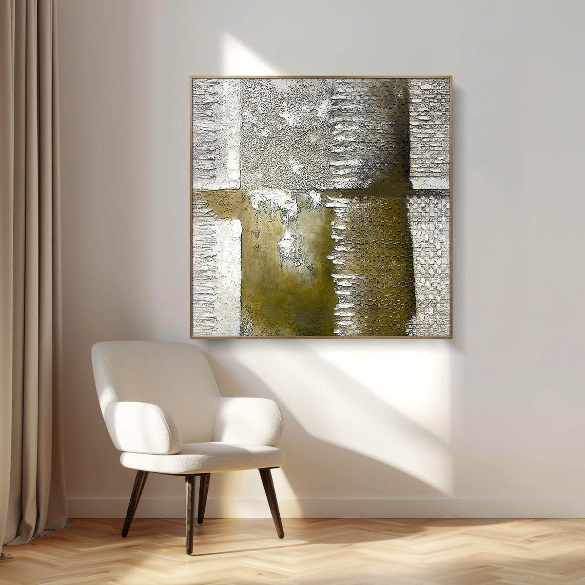 Oversized Blue & White Canvas Wall Art Painting