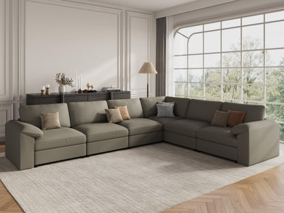 Faux Leather Modular Sectional Sofa for Large Spaces
