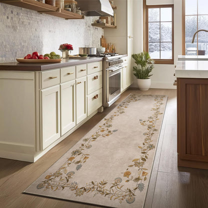 Washable Vintage Runner Rug with Non-Slip Backing