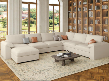 Faux Leather Modular Sectional Sofa for Large Spaces