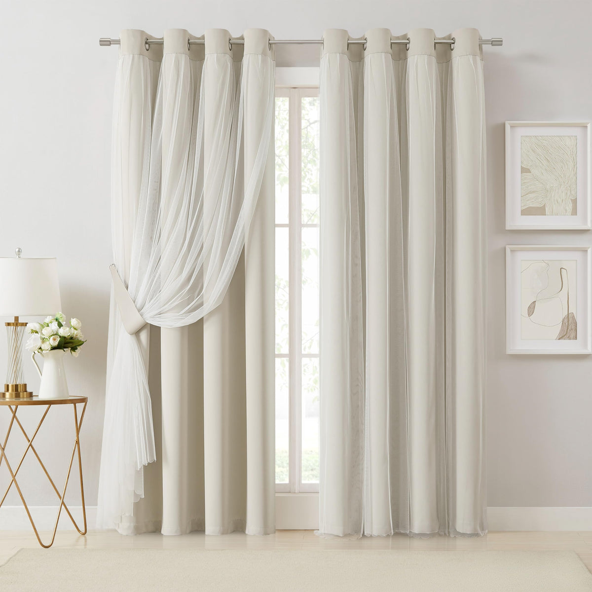 Overlay Grommet Curtains with Layered Draping