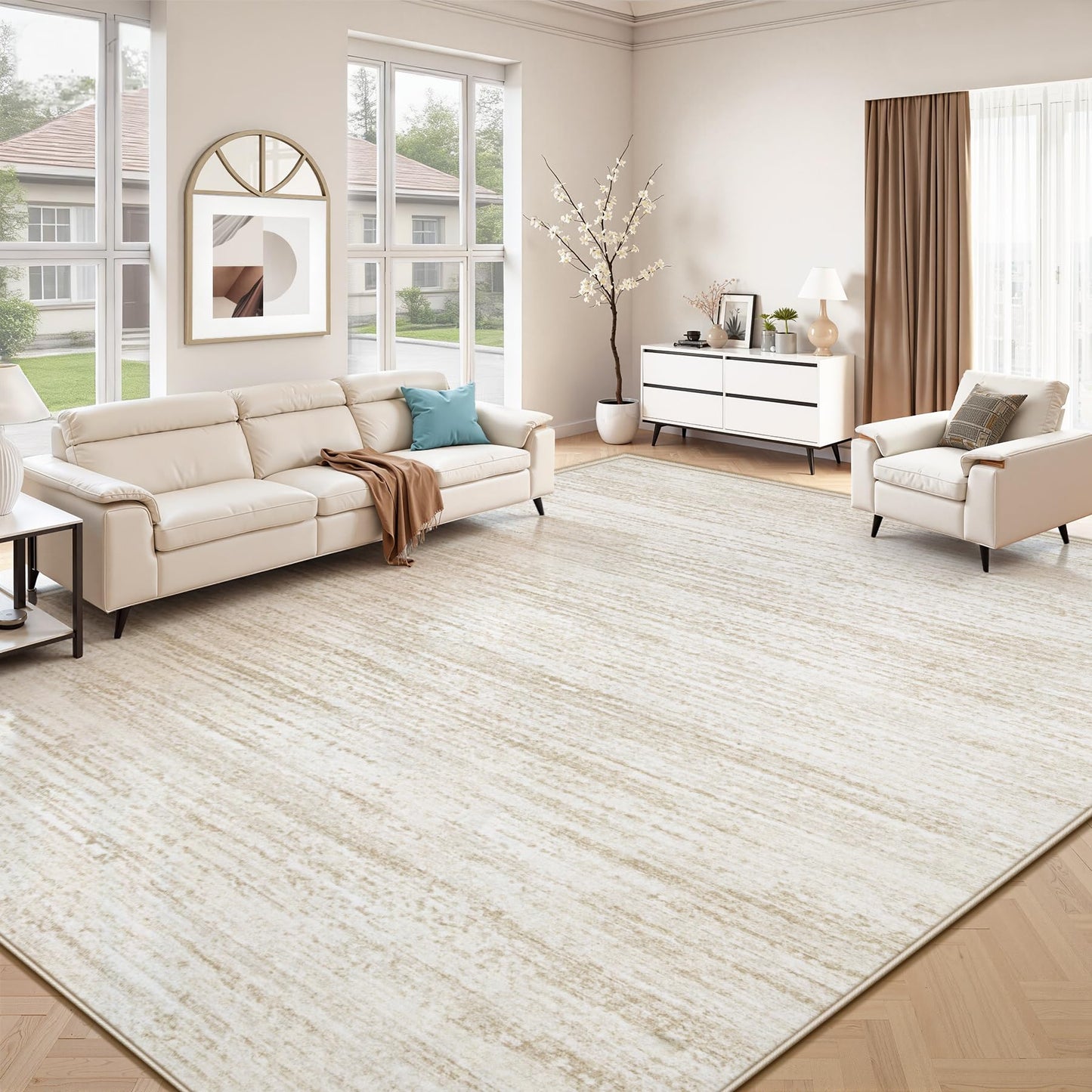 Washable Modern Area Rug with Non-Slip Backing