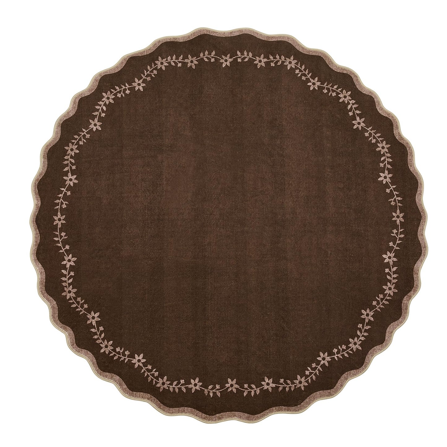 Scalloped Washable Area Rug with Non-Slip Backing