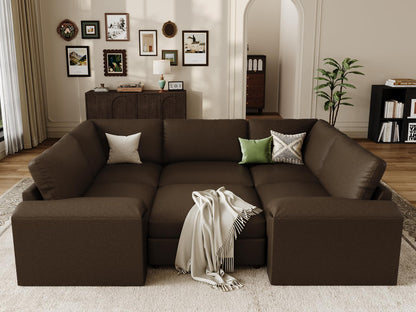 Faux Leather Modular Sectional Sofa for Large Spaces