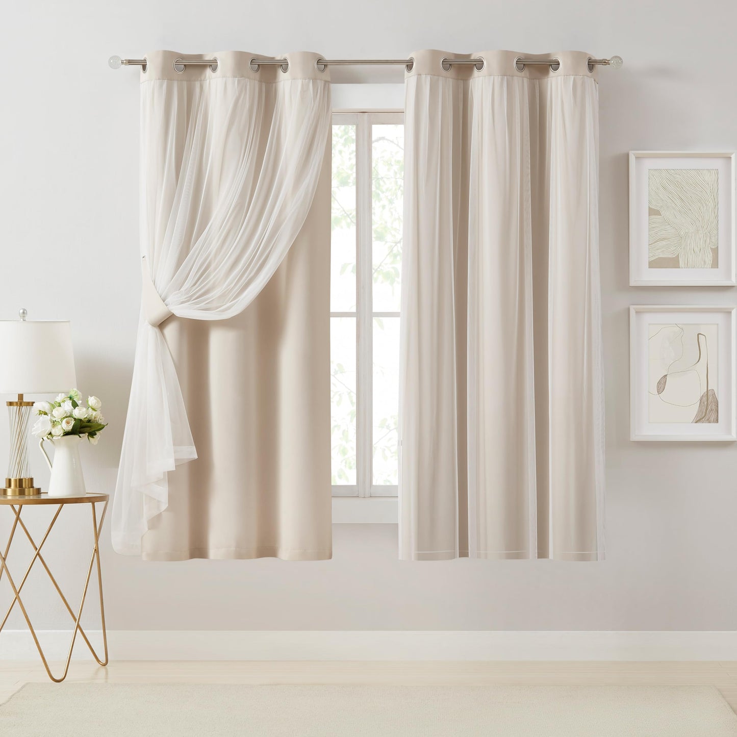 Overlay Grommet Curtains with Layered Draping