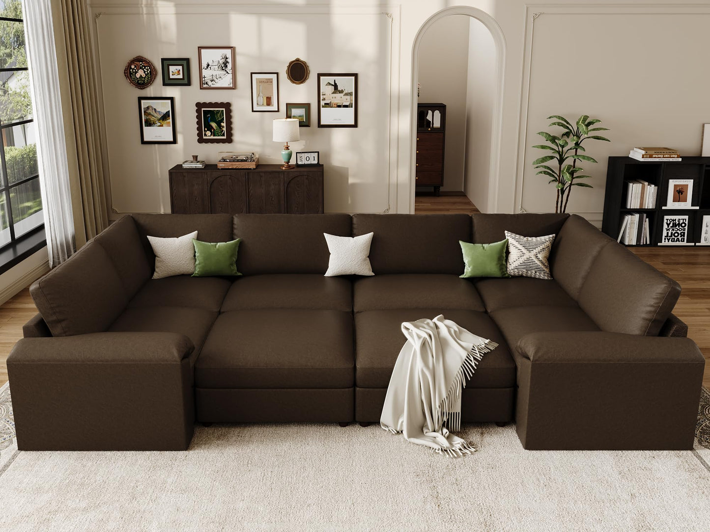 Faux Leather Modular Sectional Sofa for Large Spaces