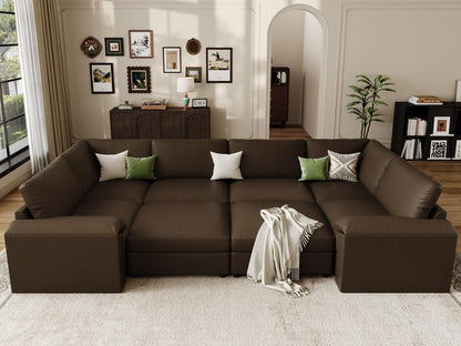 Faux Leather Modular Sectional Sofa for Large Spaces
