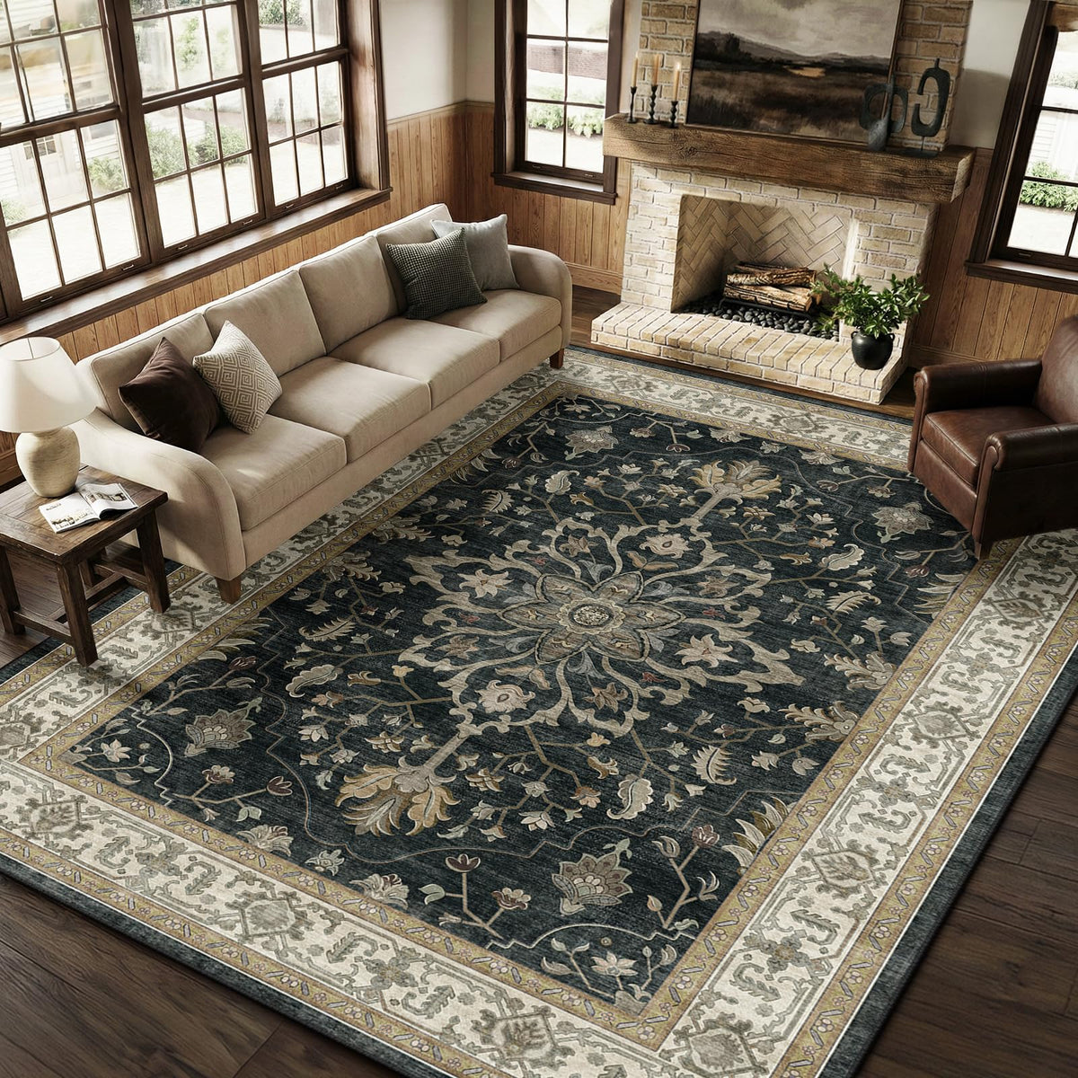 Washable Area Rug with Soft Non-Slip Backing