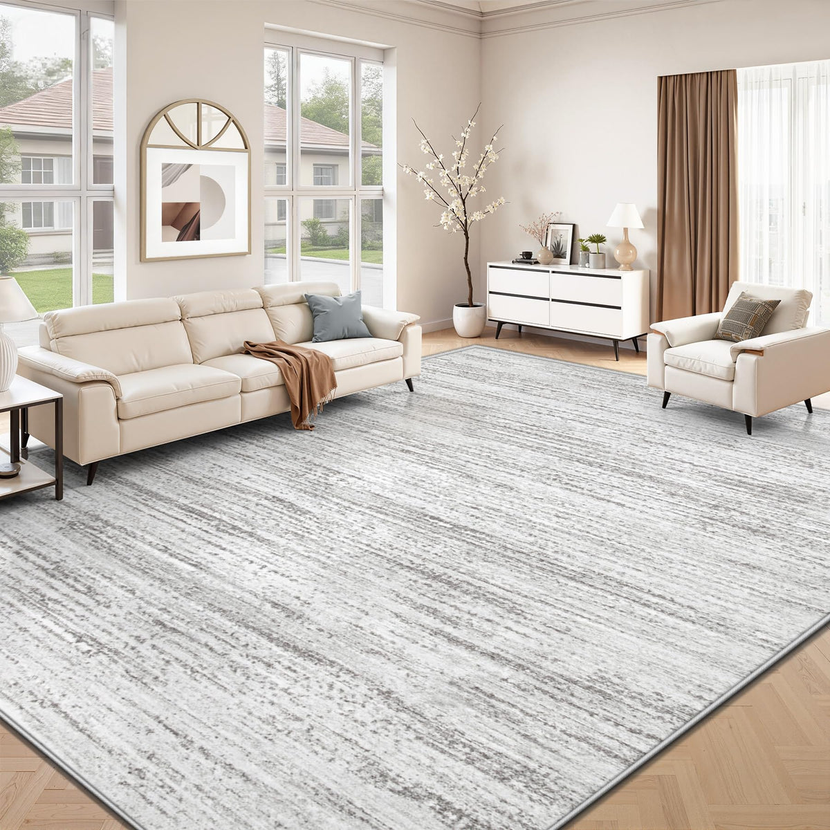 Washable Modern Area Rug with Non-Slip Backing