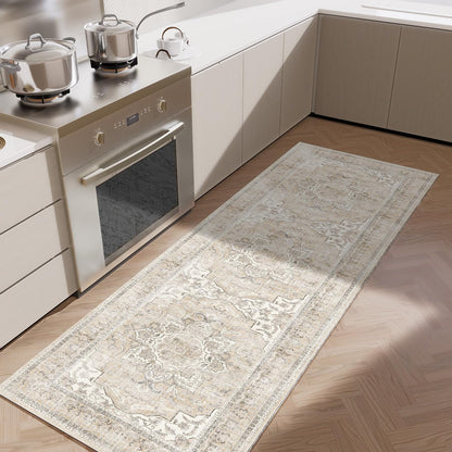 Washable Vintage Runner Rug with Non-Slip Backing