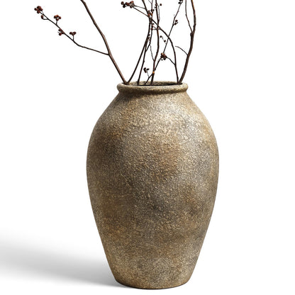 Wabi Sabi Rustic Ceramic Floor Vase in Greige