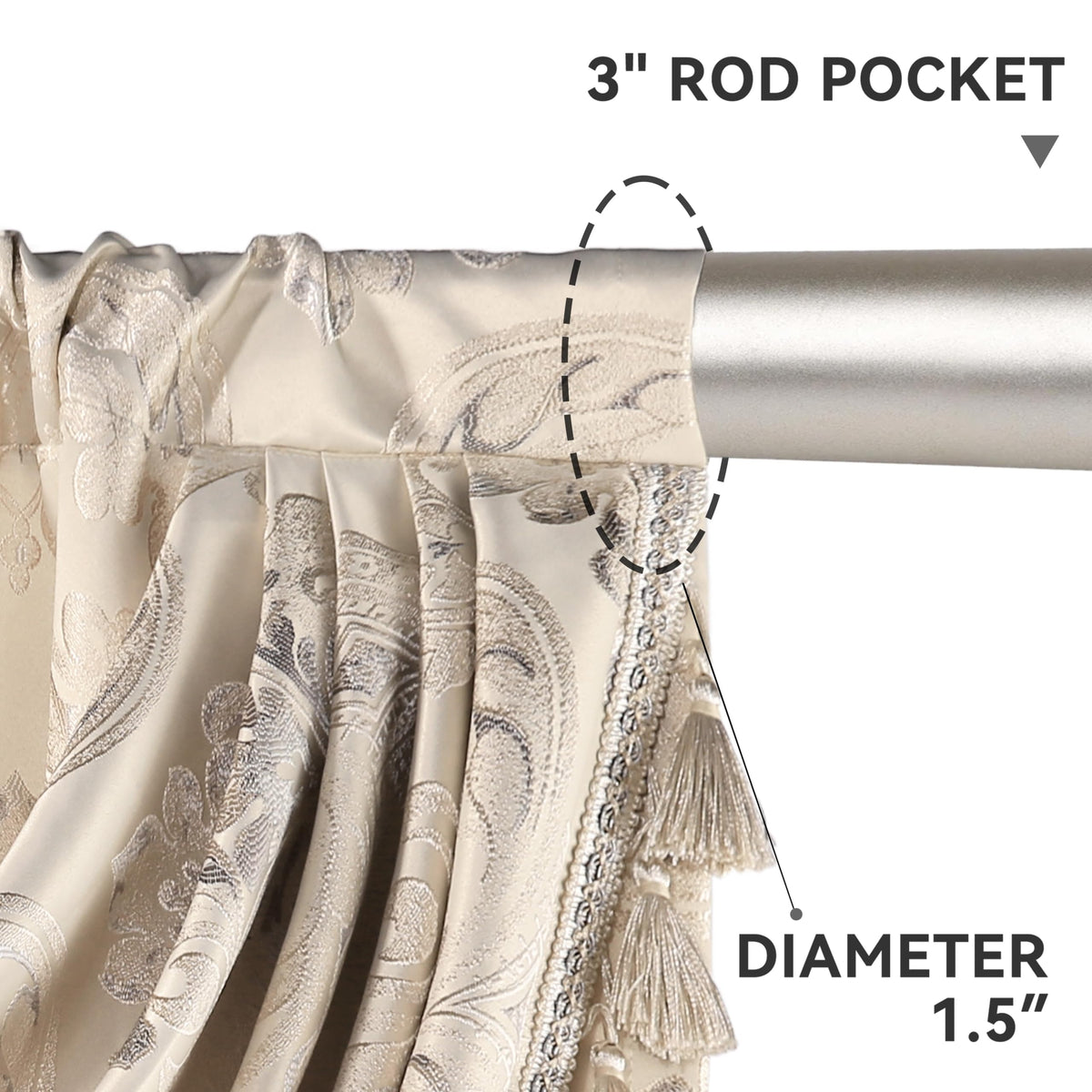 Luxury Damask Curtains with Waterfall Valances