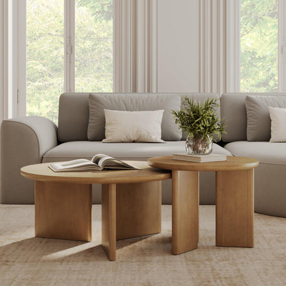 Round Nesting Coffee Table Set with Metal Frame