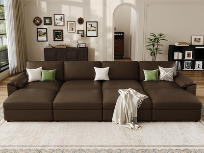 Faux Leather Modular Sectional Sofa for Large Spaces
