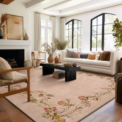 Washable Vintage Runner Rug with Non-Slip Backing