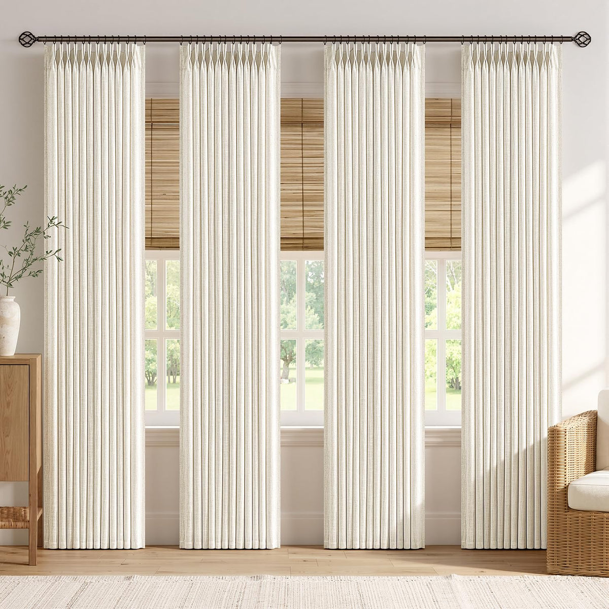 Pinch Pleated Linen Curtains with Light Filtering
