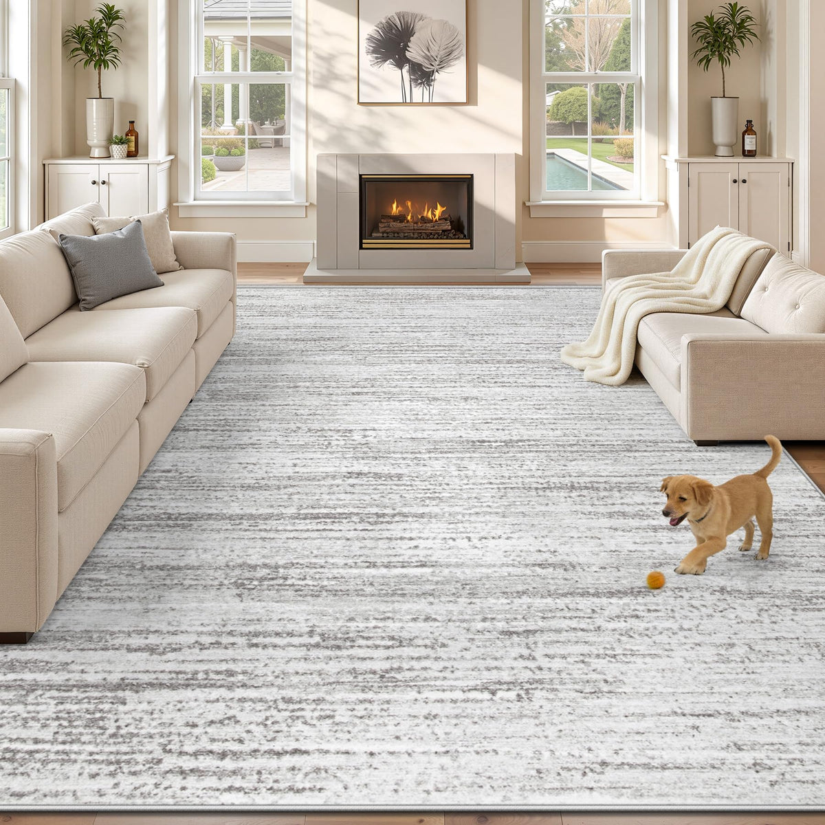 Washable Modern Area Rug with Non-Slip Backing