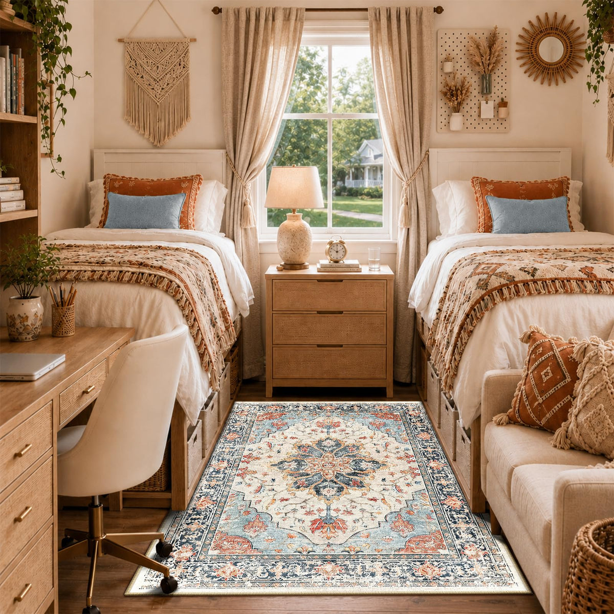 Washable Area Rug with Soft Non-Slip Backing