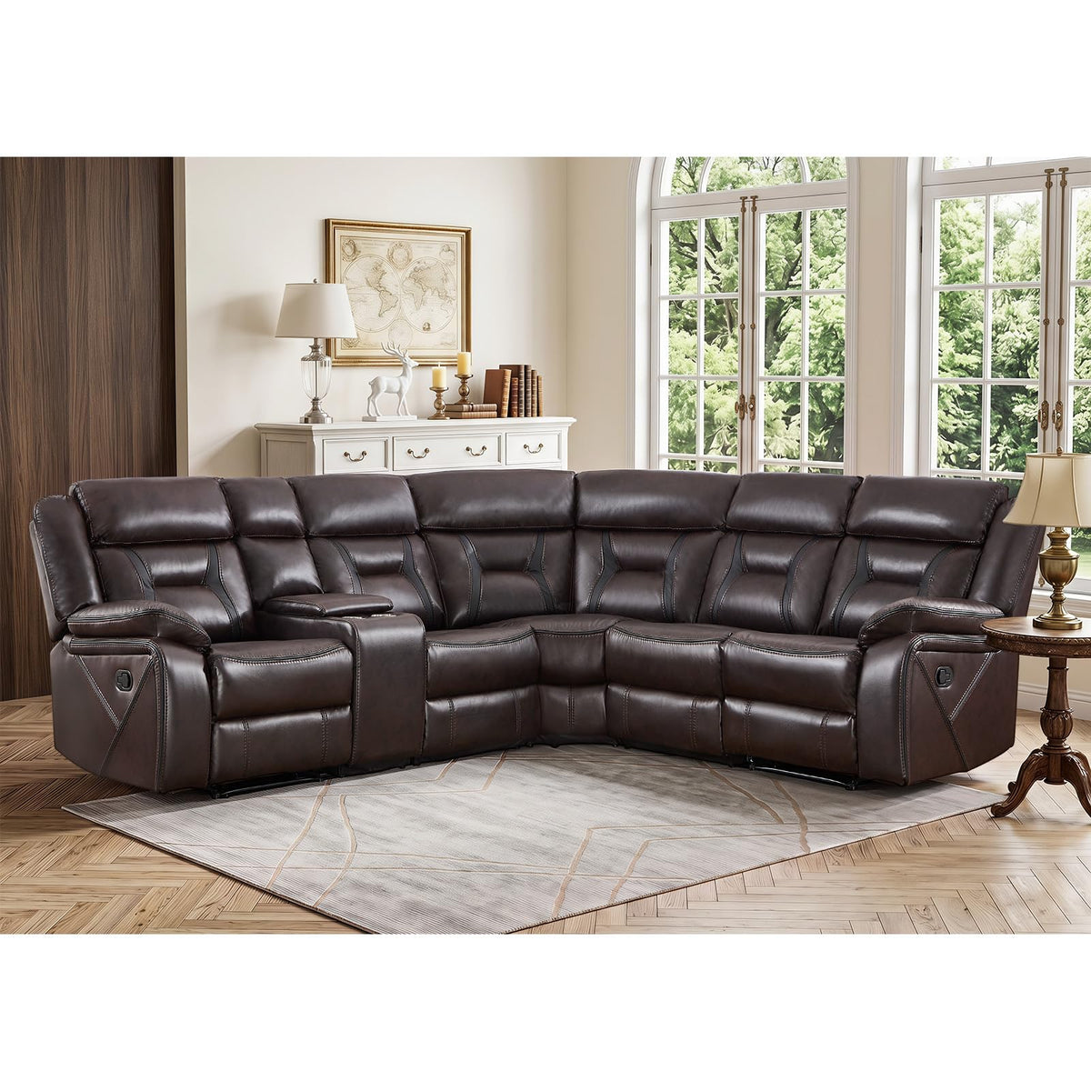 Faux Leather Reclining Living Room Furniture Set