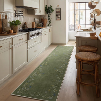 Washable Vintage Runner Rug with Non-Slip Backing