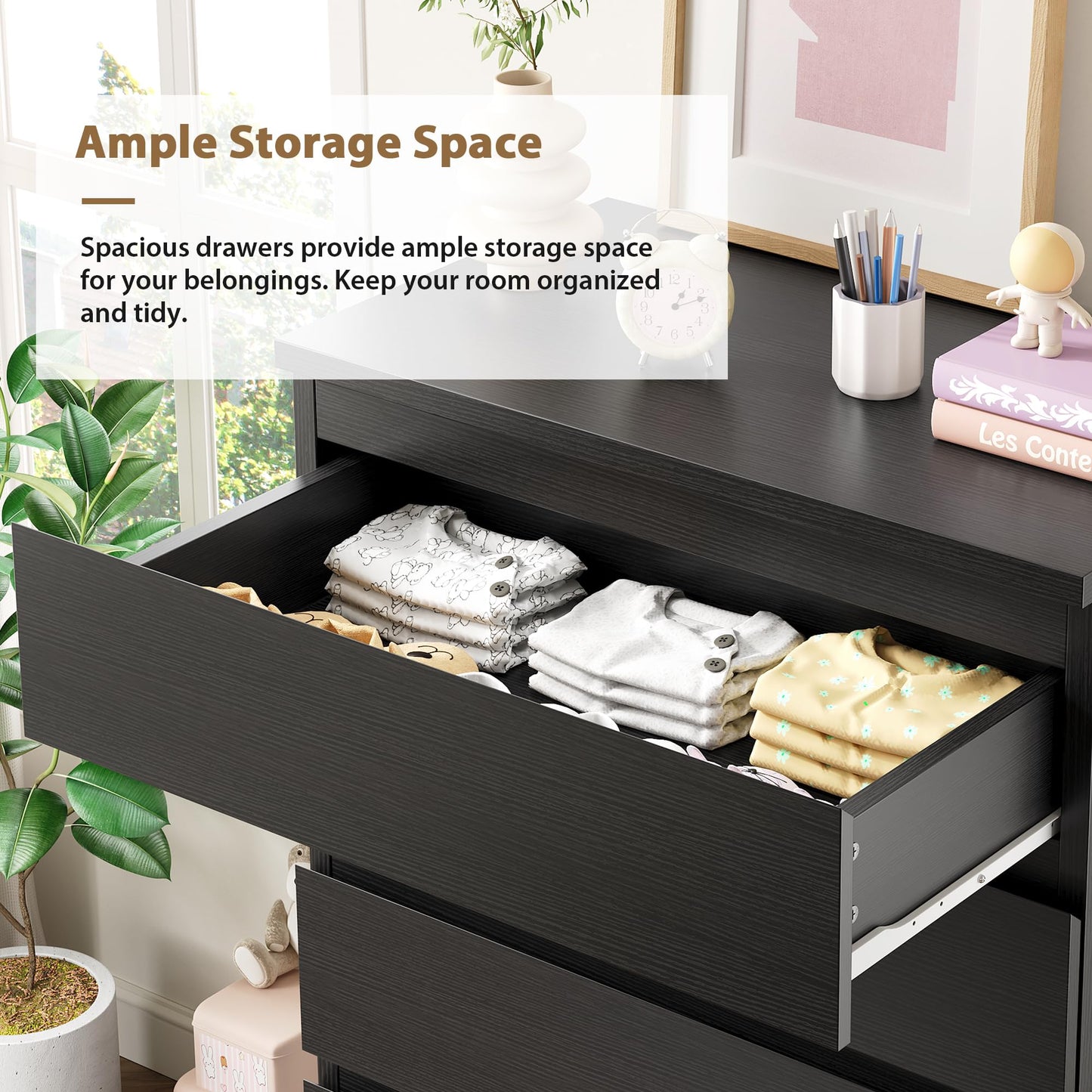 Modern 5-Drawer Bedroom Dresser with Slim Profile