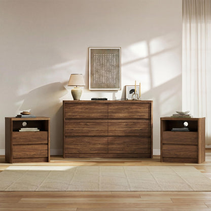 Modern 9-Drawer Bedroom Set with Matching Nightstands
