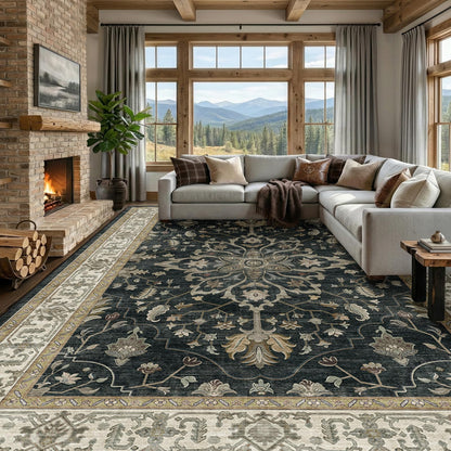 Washable Area Rug with Soft Non-Slip Backing