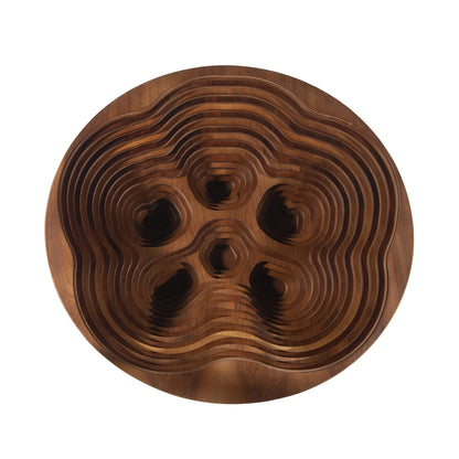 Natural Walnut Coffee Table with Glass Top