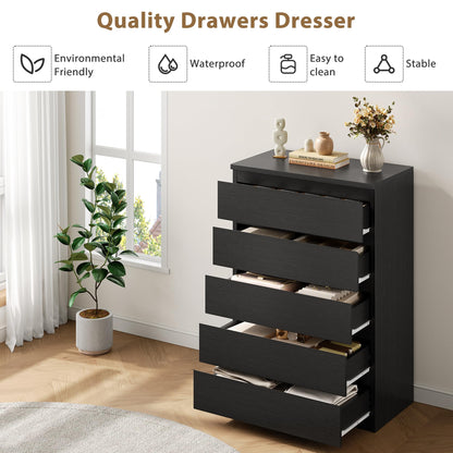 Modern 5-Drawer Bedroom Dresser with Slim Profile