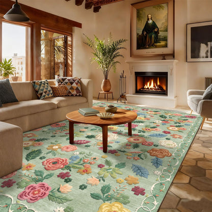 Washable Vintage Runner Rug with Non-Slip Backing