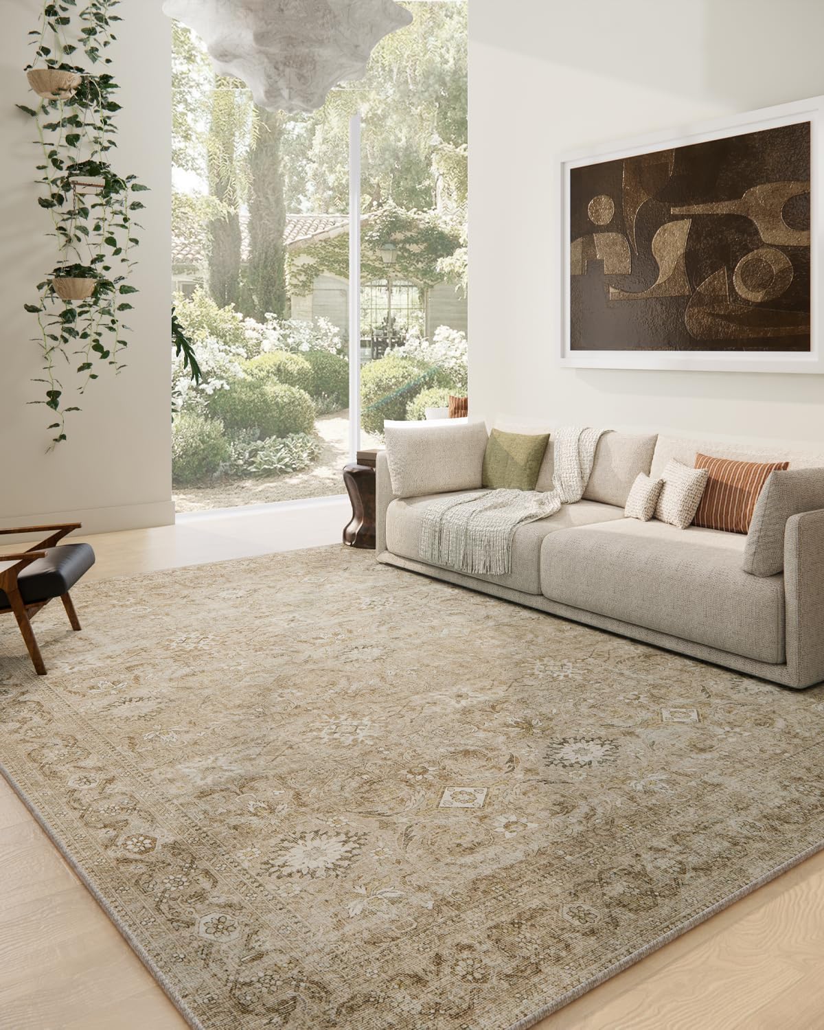 Washable Vintage Runner Rug with Non-Slip Backing