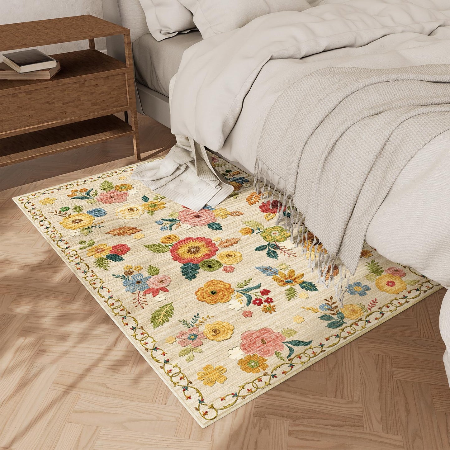 Washable Vintage Runner Rug with Non-Slip Backing