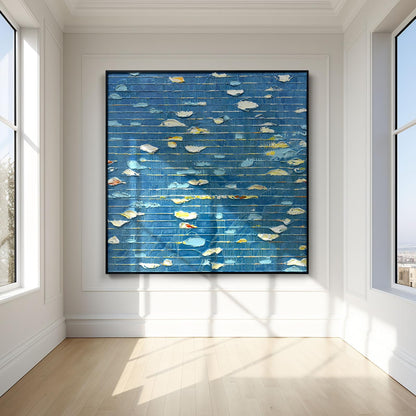 Oversized Blue & White Canvas Wall Art Painting