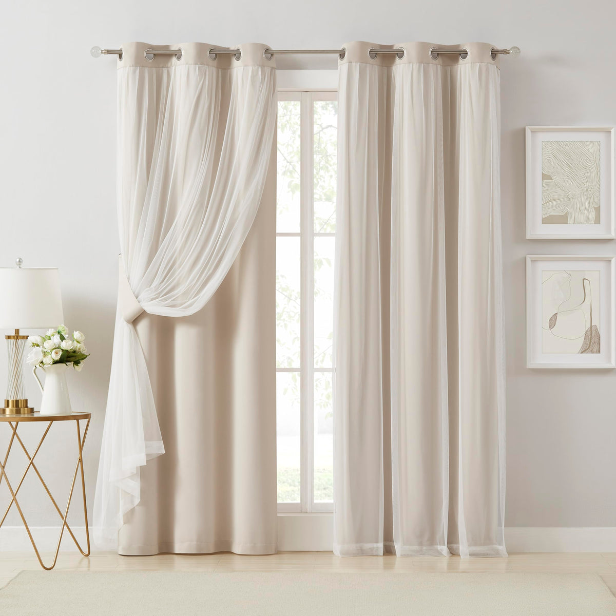 Overlay Grommet Curtains with Layered Draping
