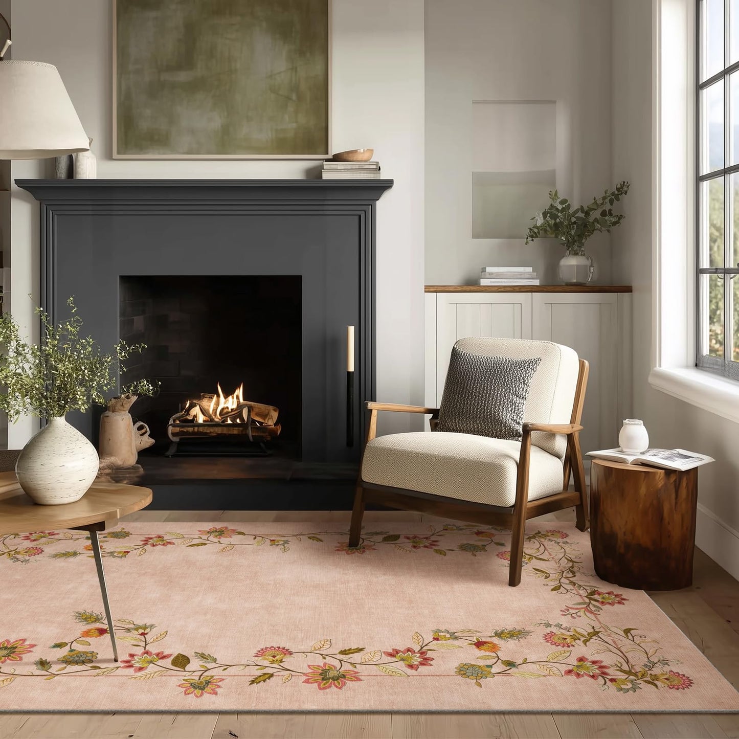 Washable Vintage Runner Rug with Non-Slip Backing