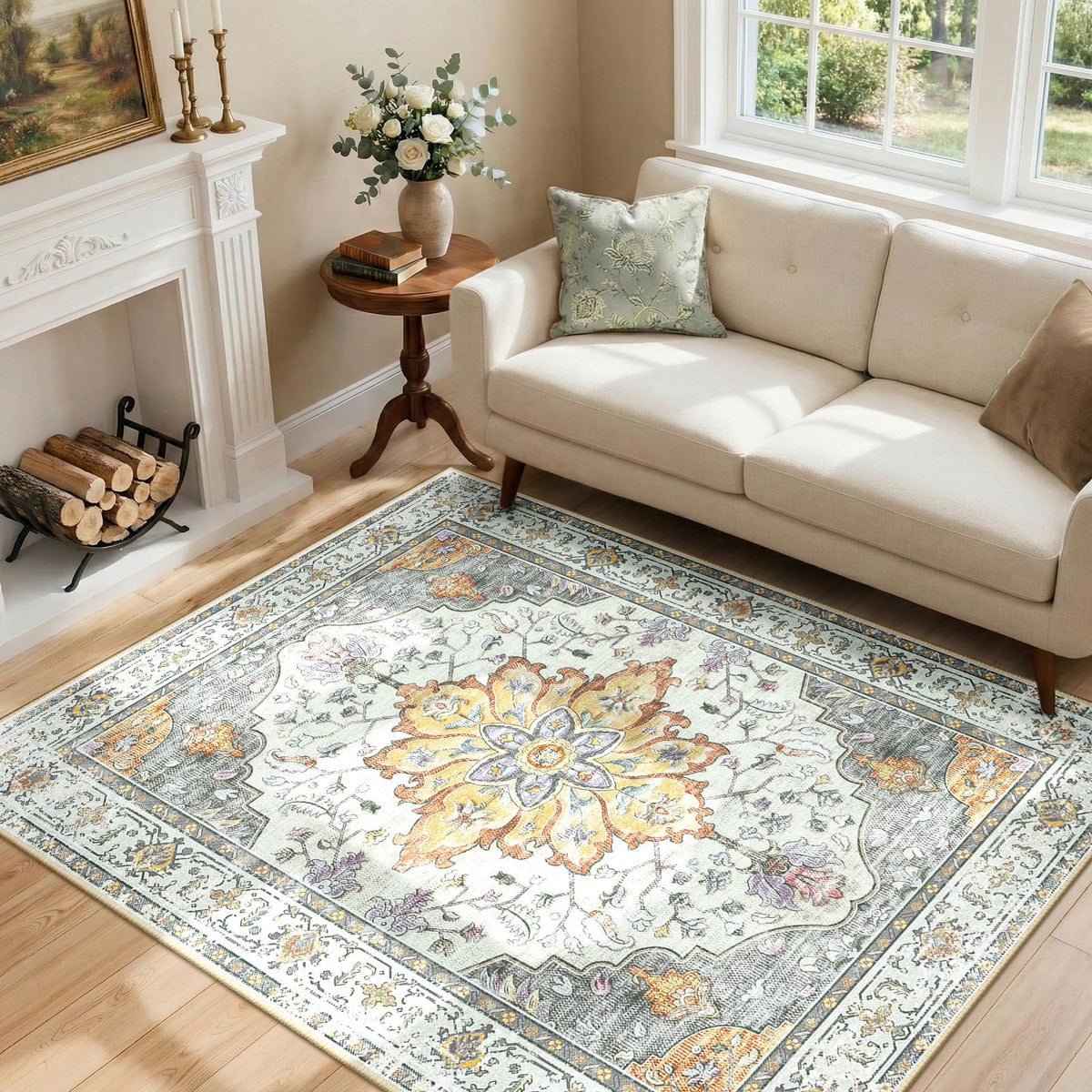 Washable Area Rug with Soft Non-Slip Backing
