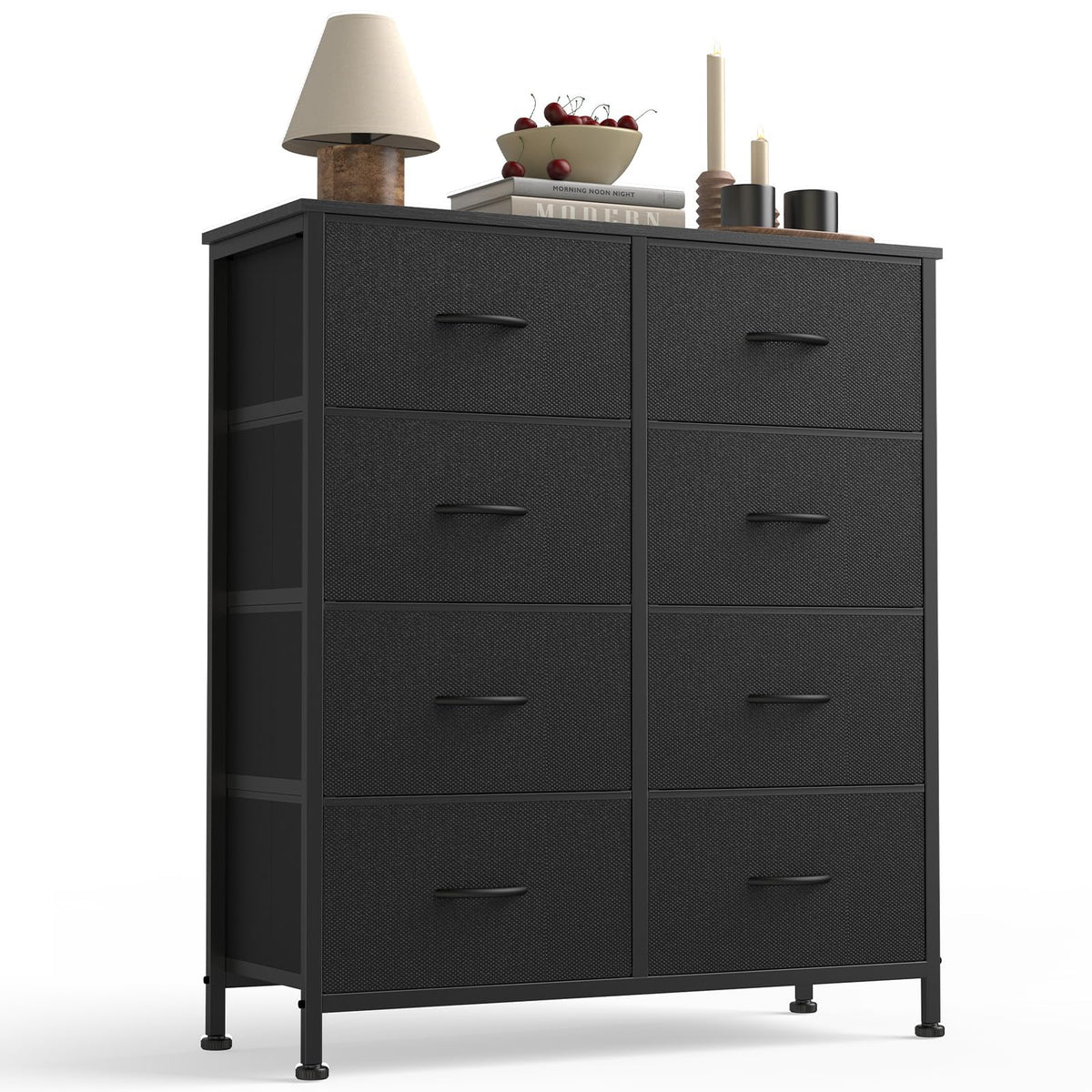 7-Drawer Fabric Dresser with Wood Top and Steel Frame