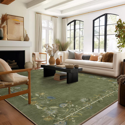 Washable Vintage Runner Rug with Non-Slip Backing