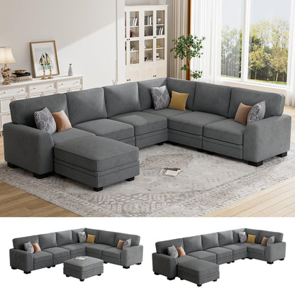 Oversized Modular Sectional Sofa with Ottoman