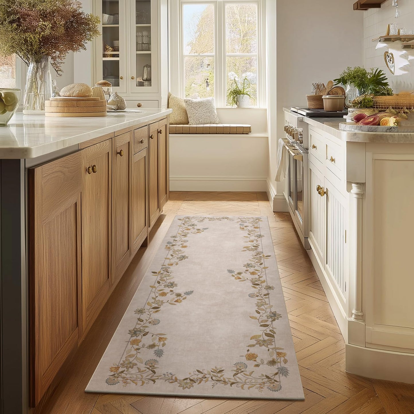 Washable Vintage Runner Rug with Non-Slip Backing